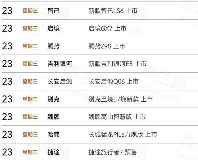 1、在9月23号这一天至少有 8 款新车上市✅1 款开启预售，价格从 11 万铺