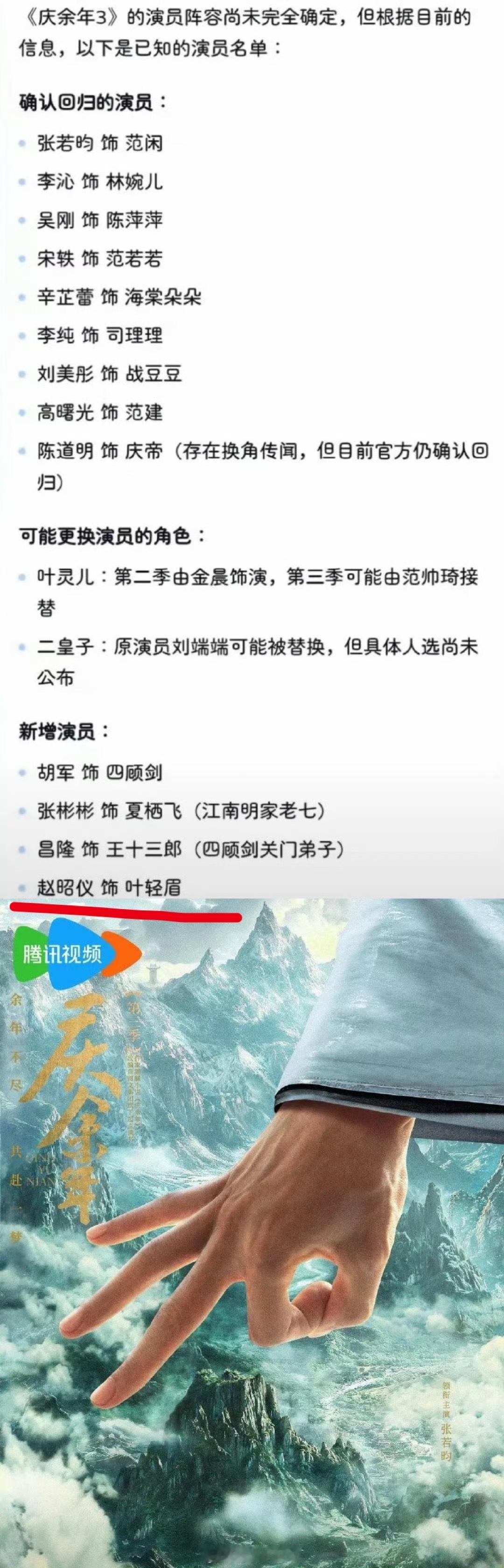 哈？庆余年3新增赵昭仪，而且还是饰演叶轻眉[傻眼][傻眼][傻眼][傻眼][傻眼