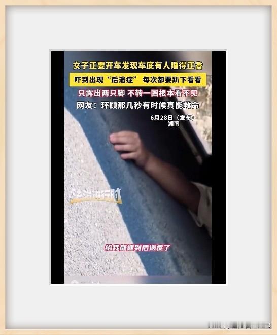 “真是奇葩。你说睡觉地方多了去了，为啥偏偏跑到人家车子下面睡觉啊，四仰八叉的只露