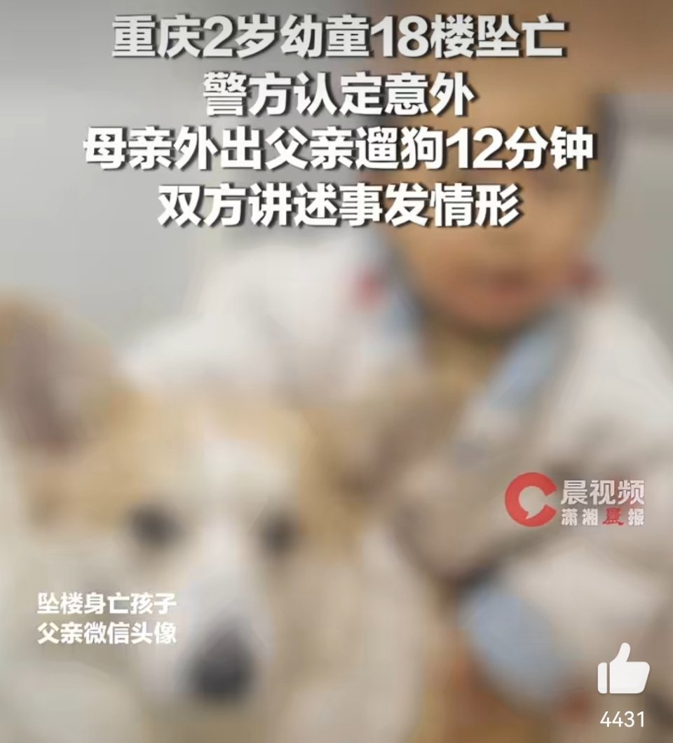 父亲外出遛狗幼童独留家中坠亡这下可以好好养狗了，只是别再生孩子了！ ​​​