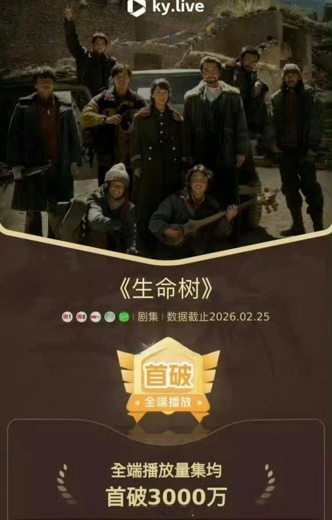 杨紫主演的《生命树》全端播放量集均破3000万了，这可是杨紫的一部转型之作，这算