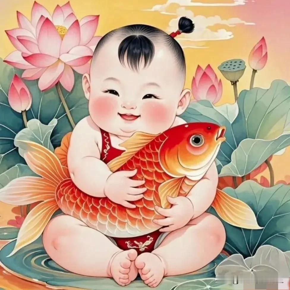 福娃锦鲤，好运随身
 
换上这张头像，福娃笑眼弯弯，周身锦鲤环绕，活泼又灵动。