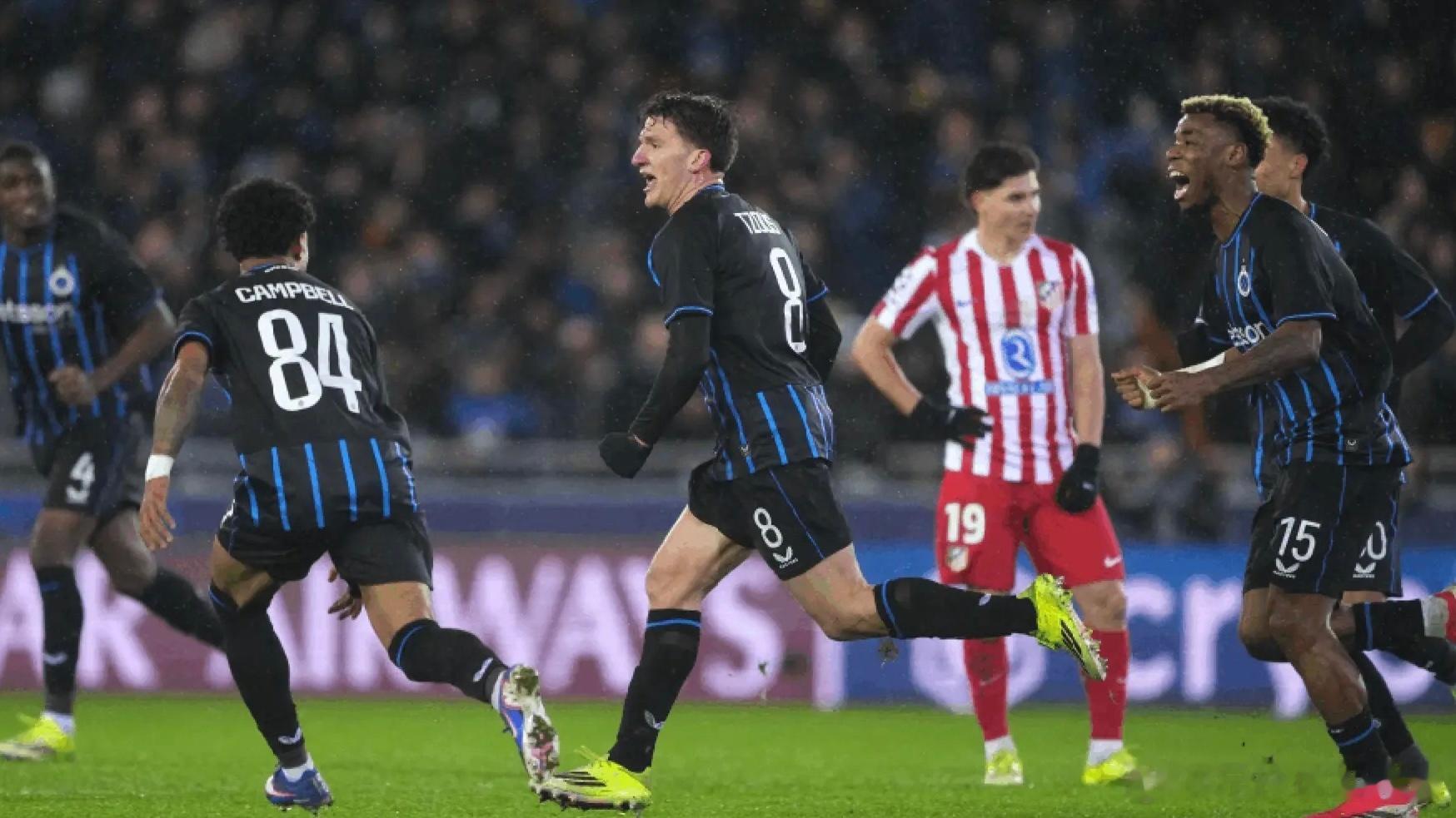 2月24日讯 欧冠1/8决赛附加赛次回合，马竞主场迎战布鲁日，首回合双方3-3战