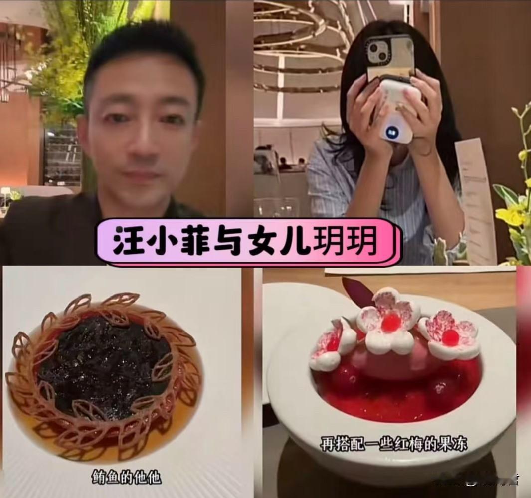 汪小菲与女儿玥玥在米其林餐厅共享美食，小玥儿用手机挡脸
玥玥仿佛突然间就长成大女