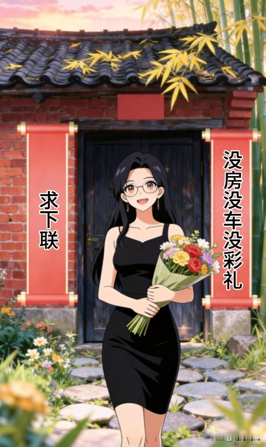 缺一个惊艳下联，一般人对不出来
上联:没房没车没彩礼
下联:——？
友友请展示下