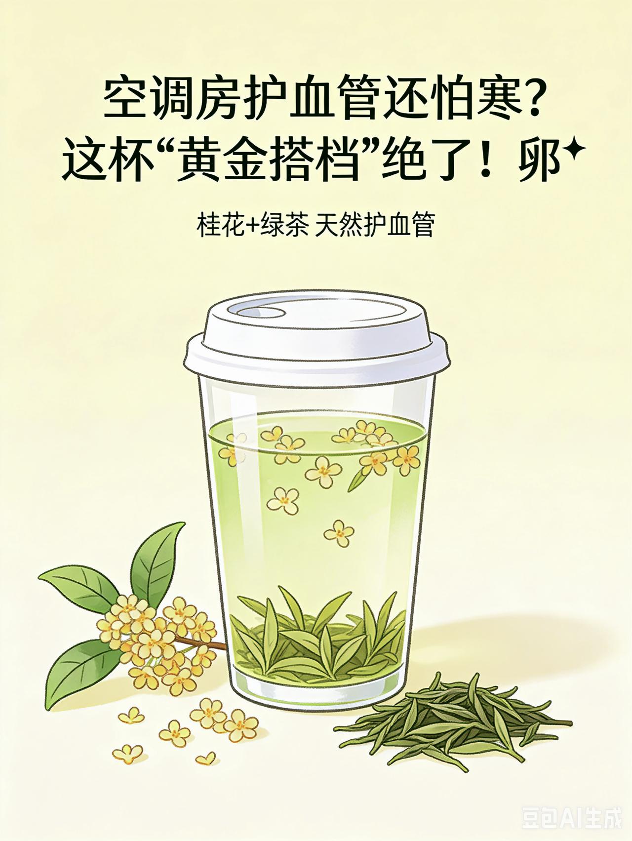 《空调房里的那杯桂花绿茶》
 
办公室的空调风裹着冷气，吹得我指尖发僵时，桌上那