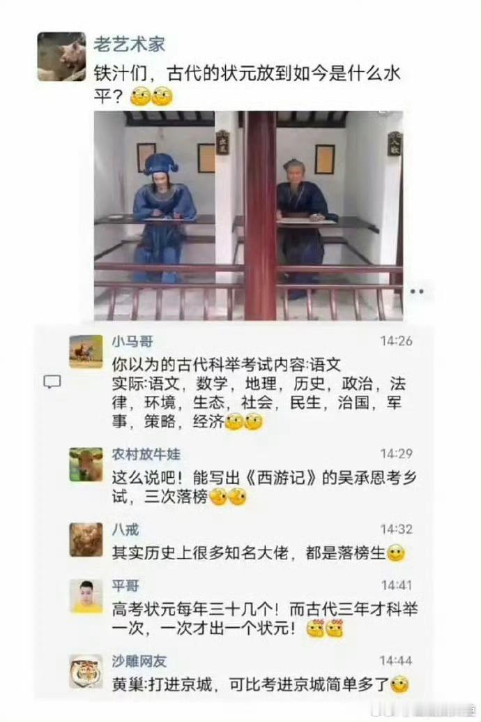 古代的状元放到如今是什么水平？ 