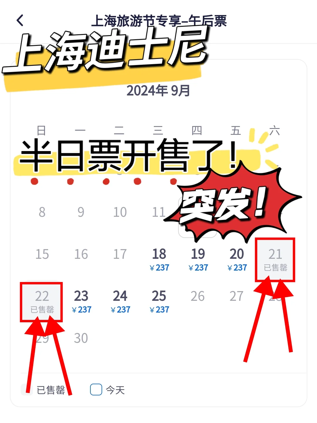 突发！迪士尼半日票已开放！没想到237就入园！
