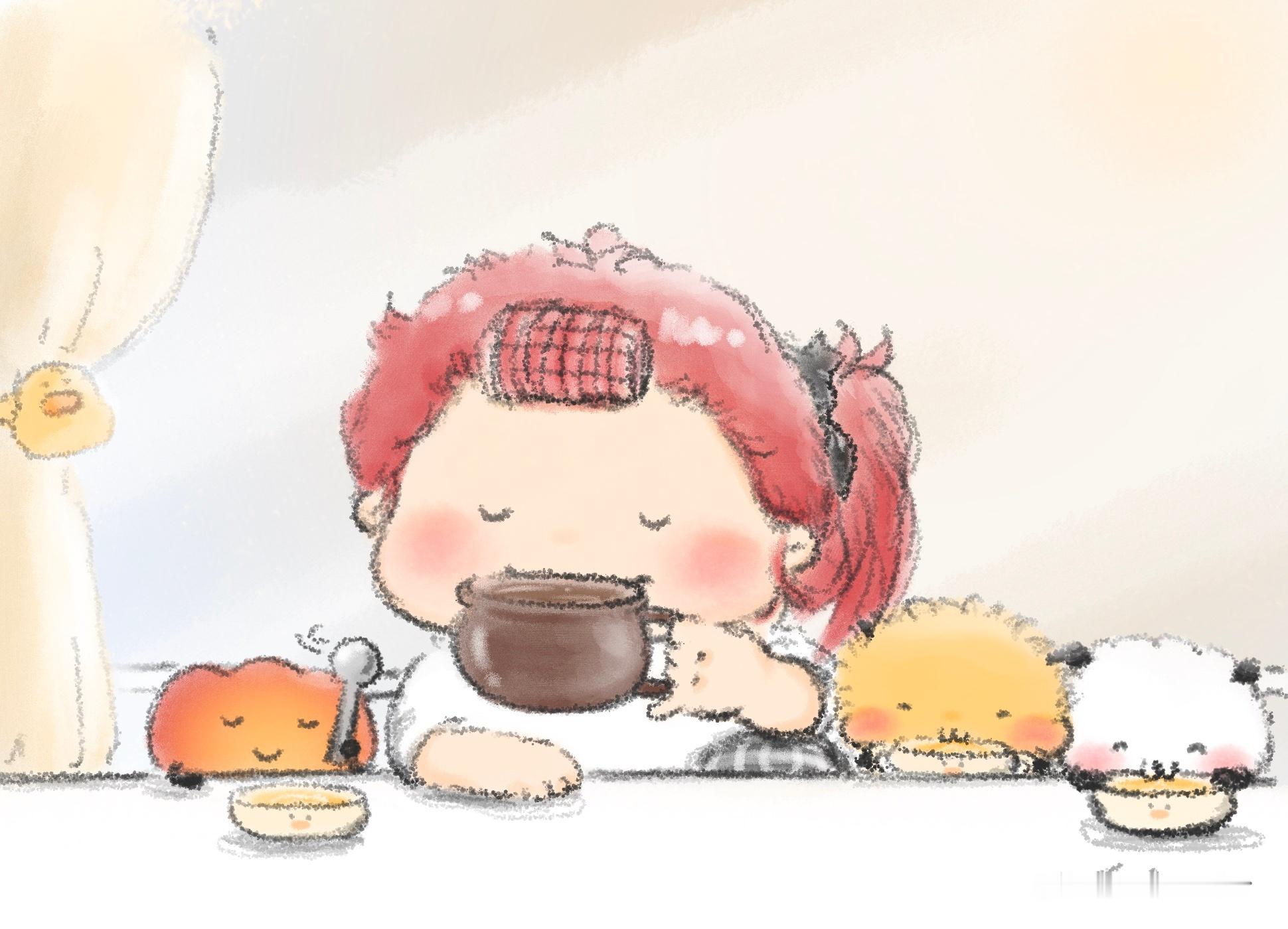 小孩喝玉米汤，大人喝咖啡。 