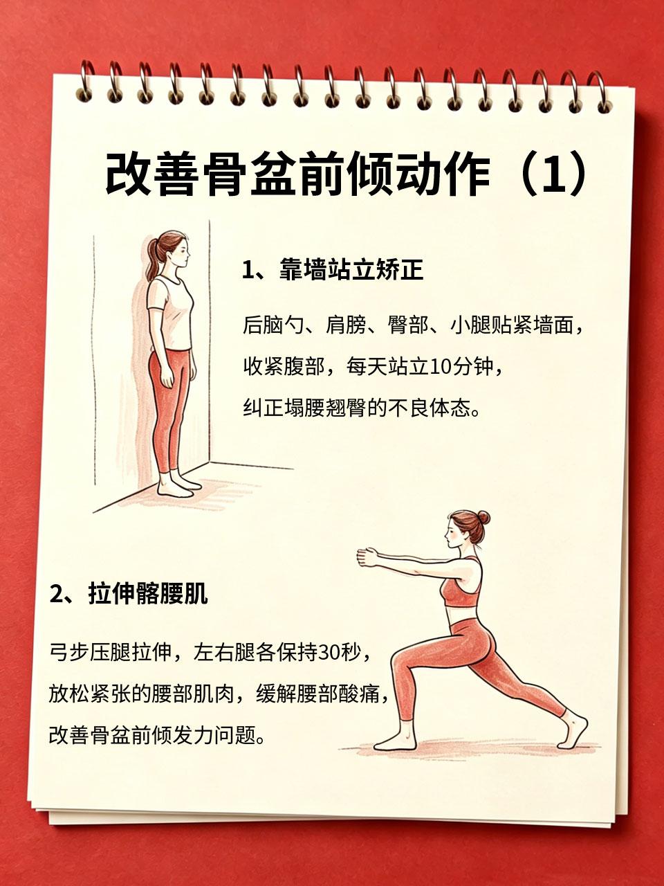 改善骨盆前倾，女生体态逆袭超简单
🍑小腹突出、臀部扁平、腰酸背痛、走路难看，大
