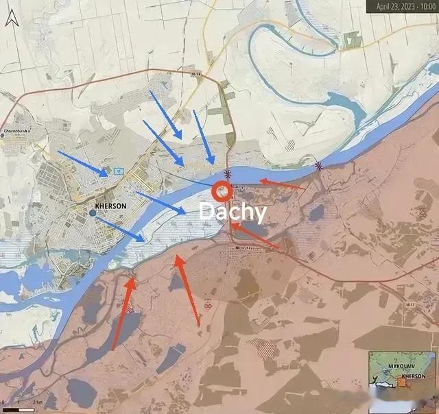乌军于4月28日成功跨越第聂伯河，在安东诺夫大桥附近的Dachy，建立第聂伯河左