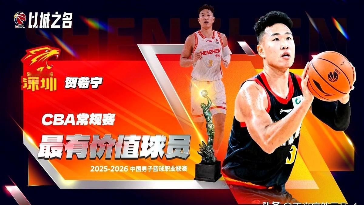 CBA常规赛MVP，最终给了贺希宁！

这结果一出来，好多人都懵了。

毕竟胡金