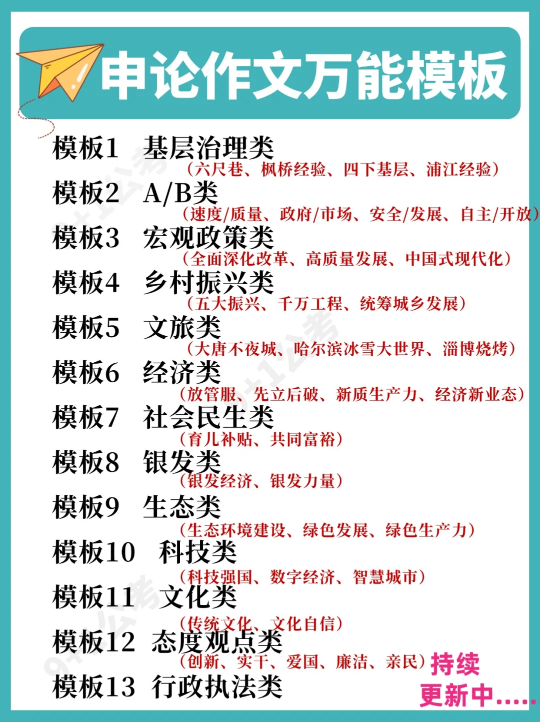 原创万能模板，申论备考真的别再走弯路了！