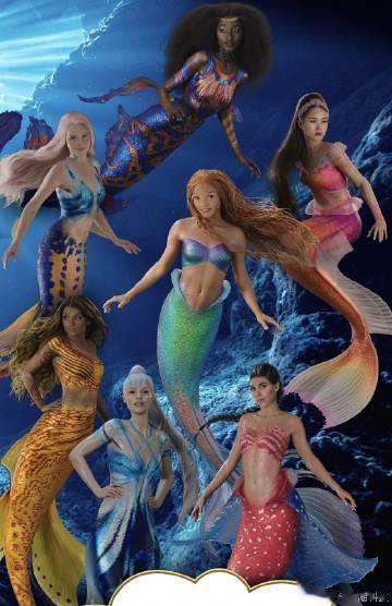 迪士尼真人版《小美人鱼》新海报曝光，小美人鱼与她的姐姐们。 