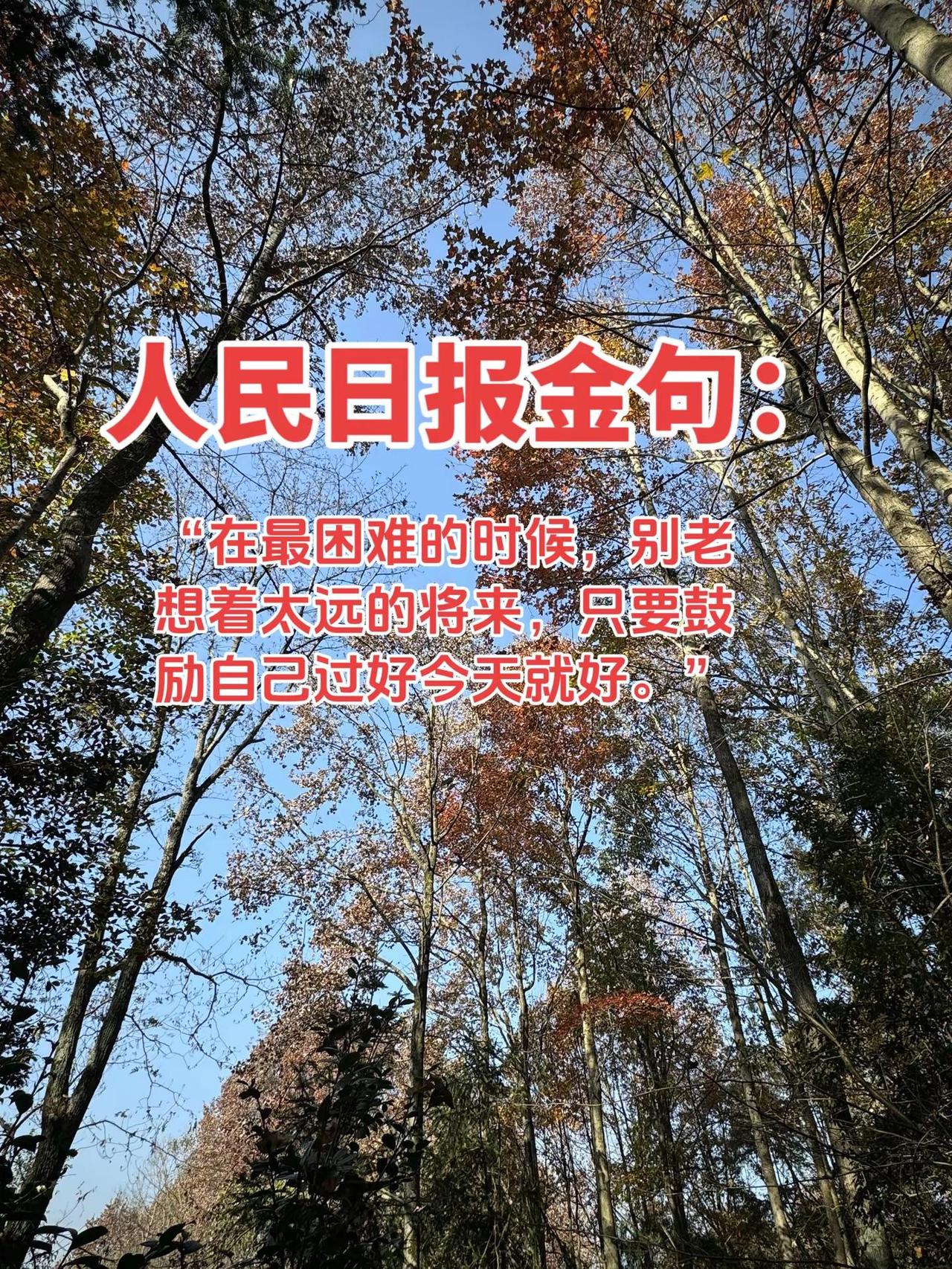 人民日报金句：“在最困难的时候，别老想着太远的将来，只要鼓励自己过好今天就好。”