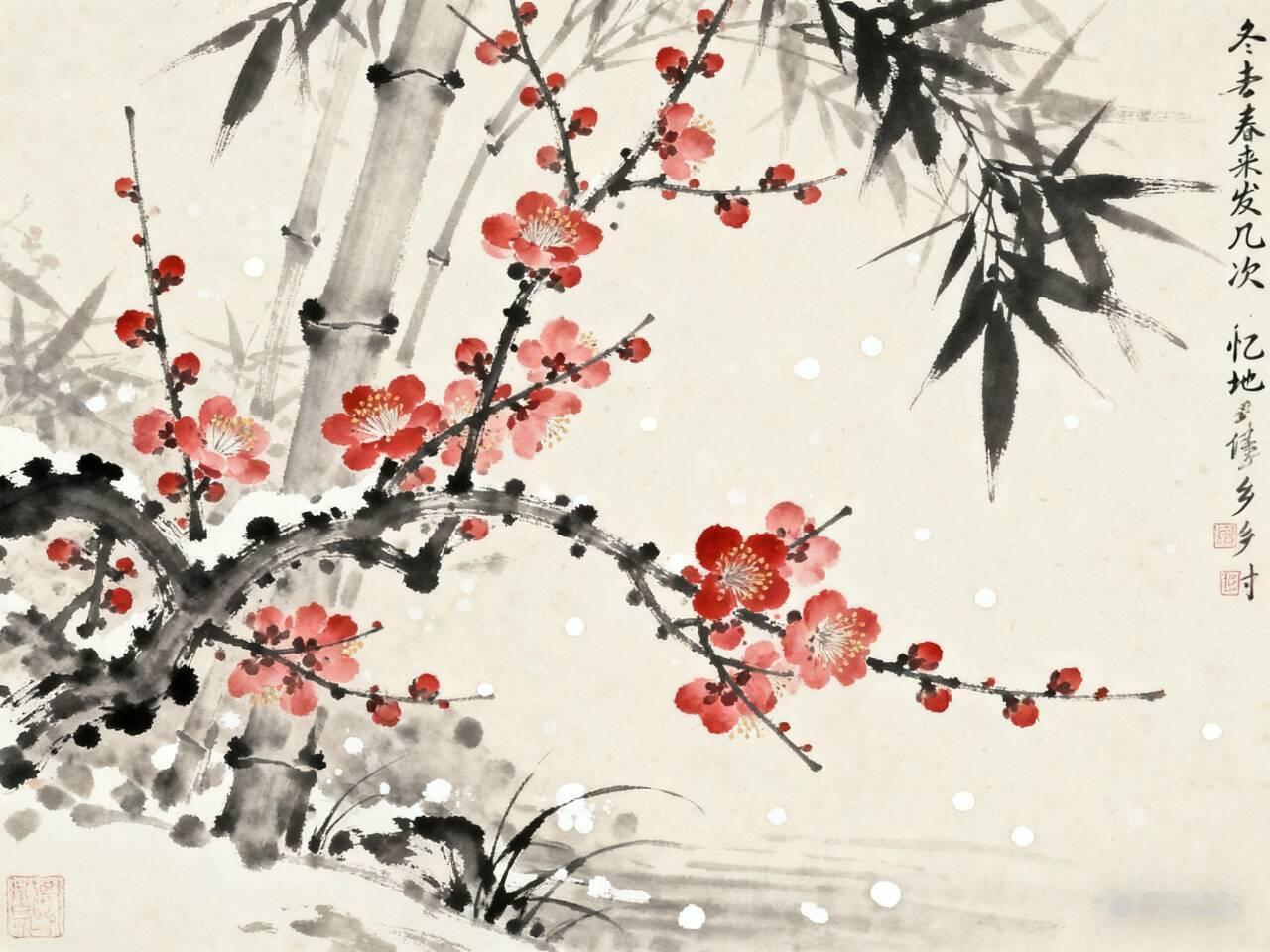 清江引·梅
寒梅羞逐来春际，
独绽云巅丽。
寒烟任去留，
玉蕊凝香腻。
冬尽几回