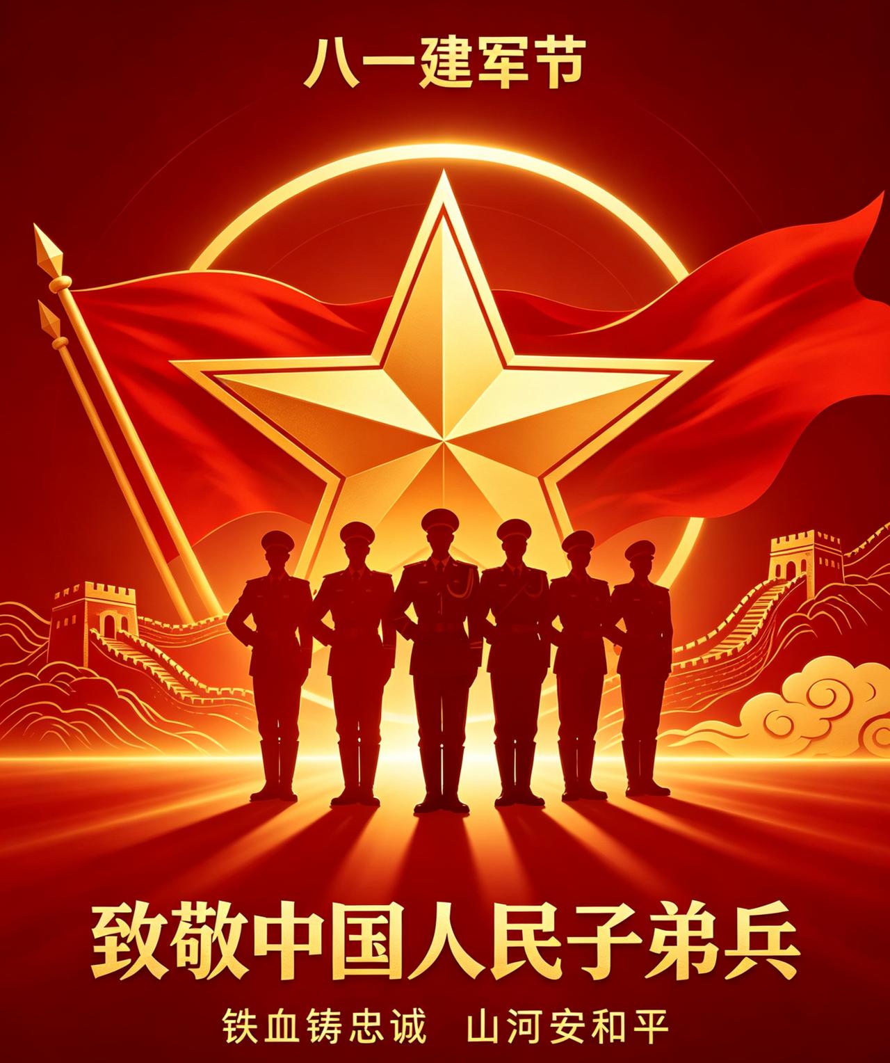 《迷彩与星光》

当八月的第一缕晨曦，轻轻吻过南昌城头的青砖，
历史的回音，便化