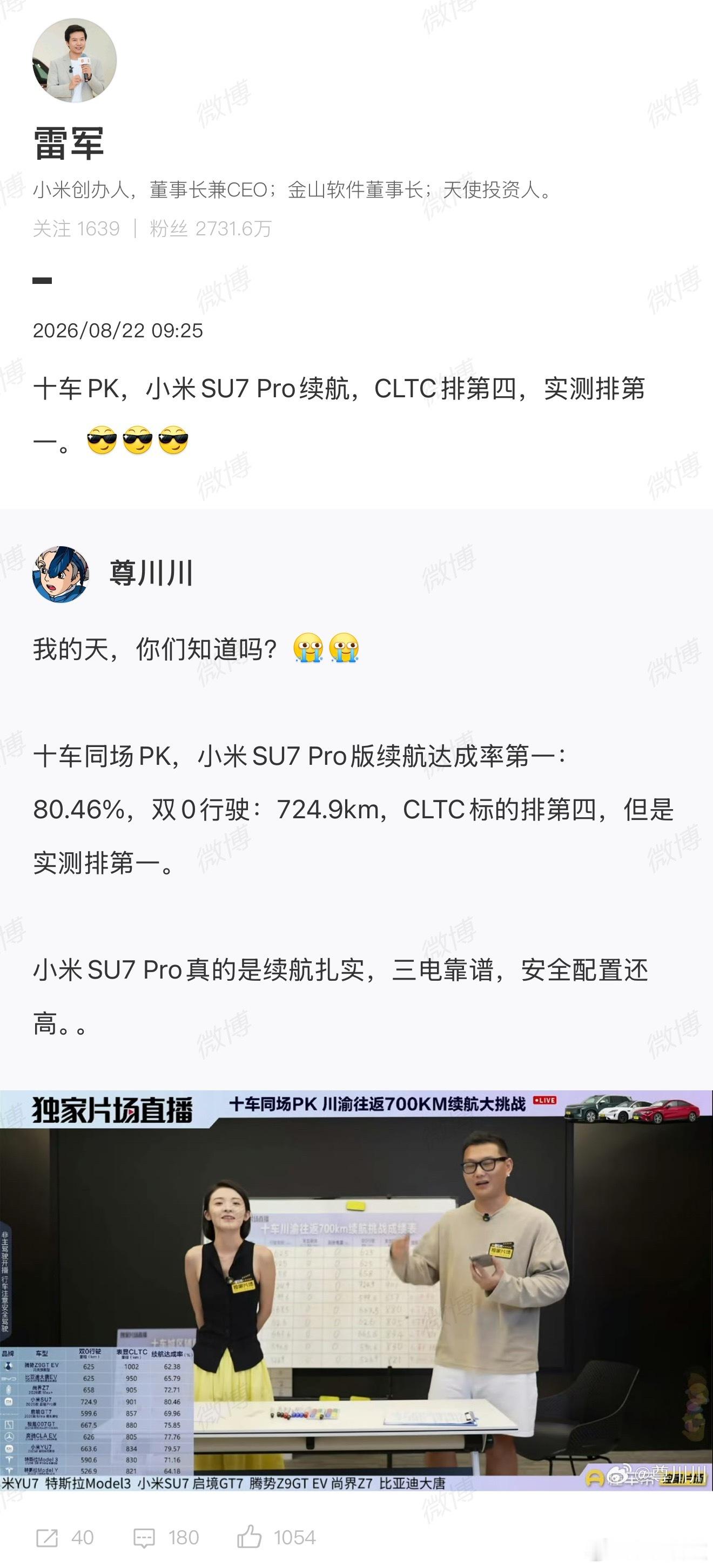 刷到川渝往返700km的十车续航实测结果，还挺有感触的。小米SU7 Pro官方C