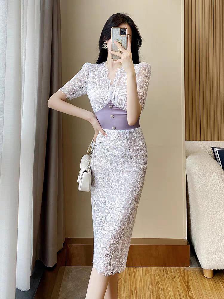 时尚穿搭，法式修身蕾丝连衣裙！时尚穿搭