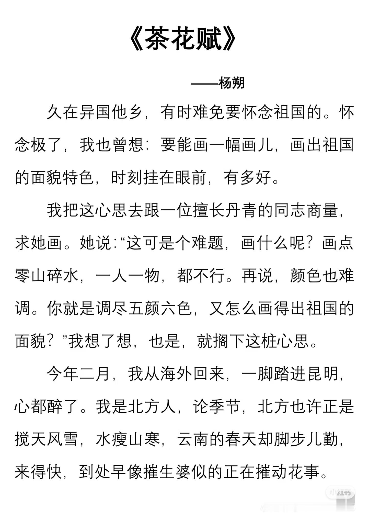 《茶花赋》 作者:杨朔    佳作推荐 ​​​