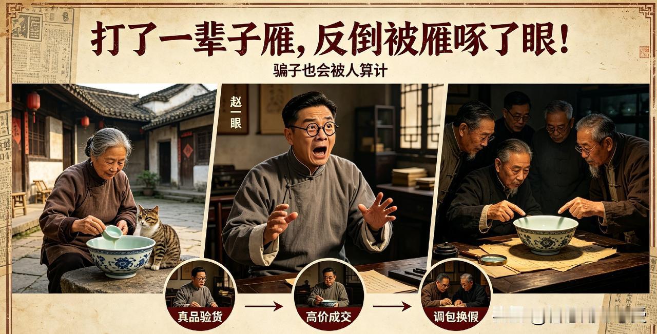 打了一辈子雁，反倒被雁啄了眼！骗子也会被人算计
 
古董圈大名鼎鼎的“赵一眼”，