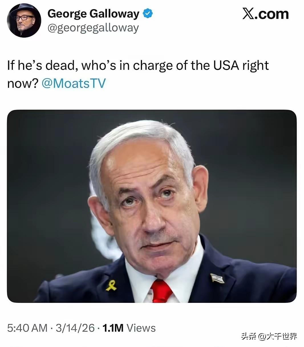 英国一位前议员发贴称：假如内塔尼亚胡死了，现在谁能来统治美国？
 
一句辛辣到极