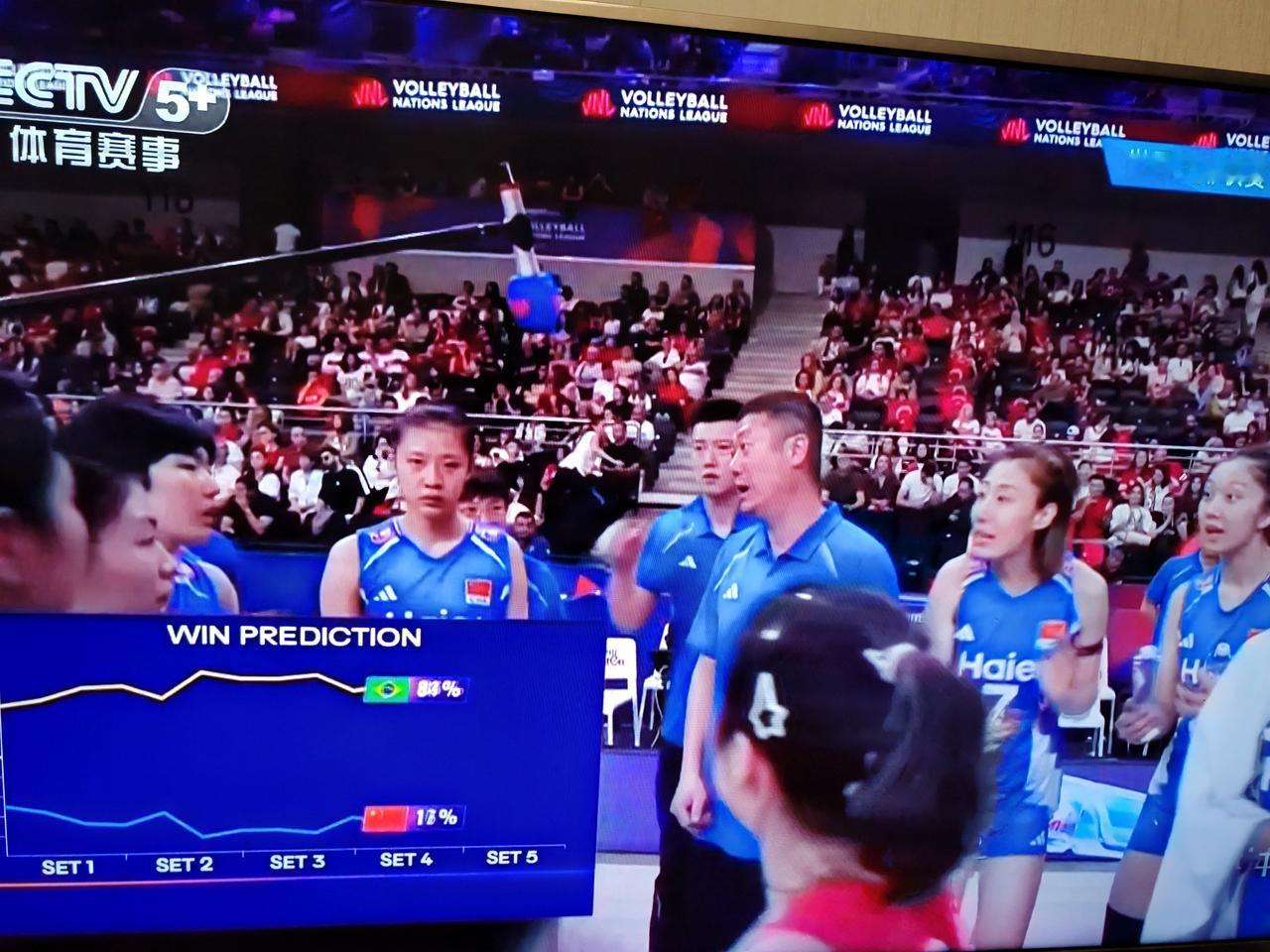 6月20号世界女排联赛土耳其站的比赛，中国女排对阵巴西女排。中国女排24：26，