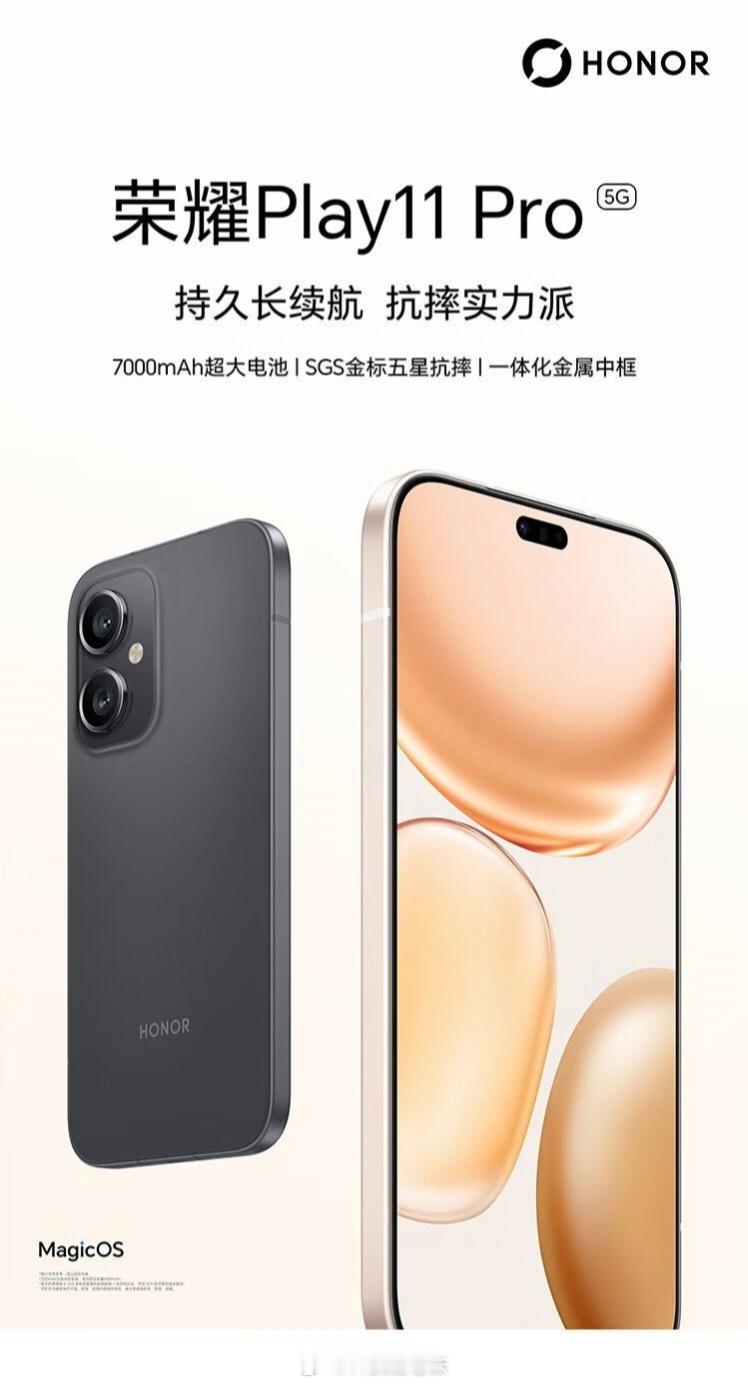 荣耀 Play11 Pro 开启预约：天玑 6500系列 处理器， 6.6"1.
