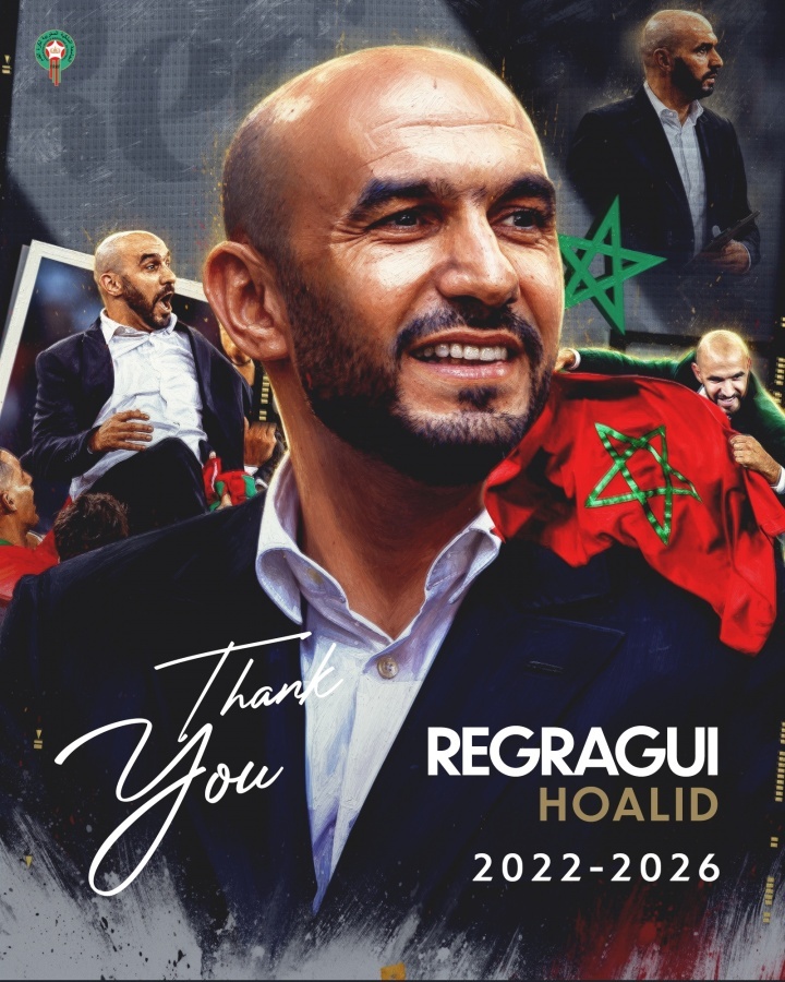 #摩洛哥男足主帅卸任# 摩洛哥国家队官方消息，摩洛哥国家队主帅雷格拉吉卸任，由原