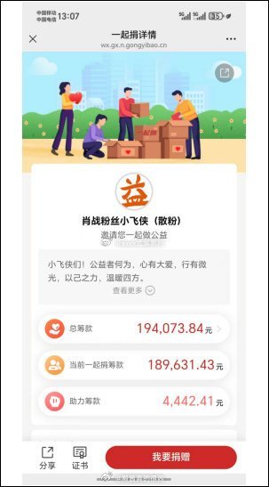 不完全统计，肖战粉丝为灾区筹集善款已破130万被多方官媒点赞表扬 