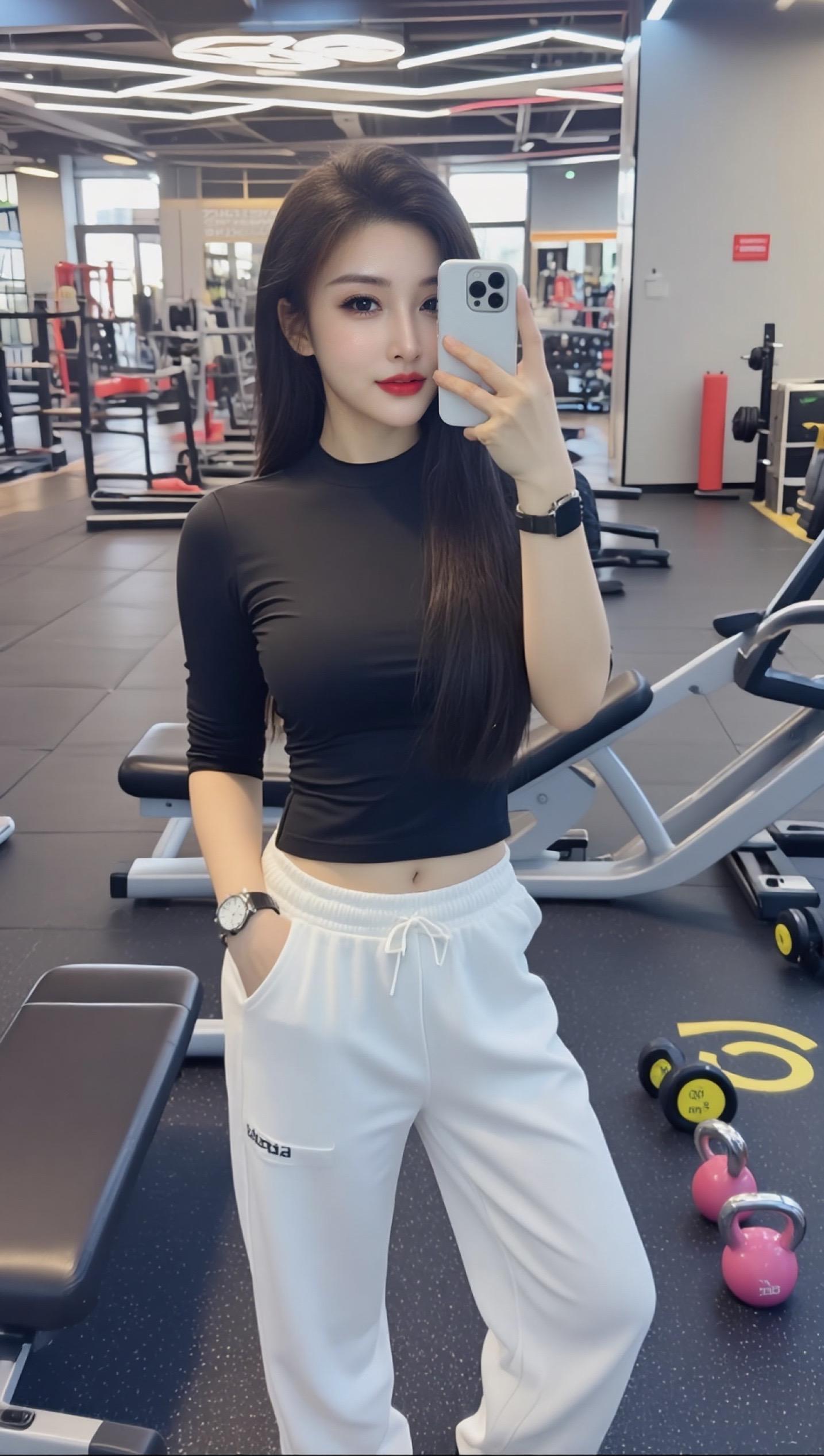 AI健身房自拍