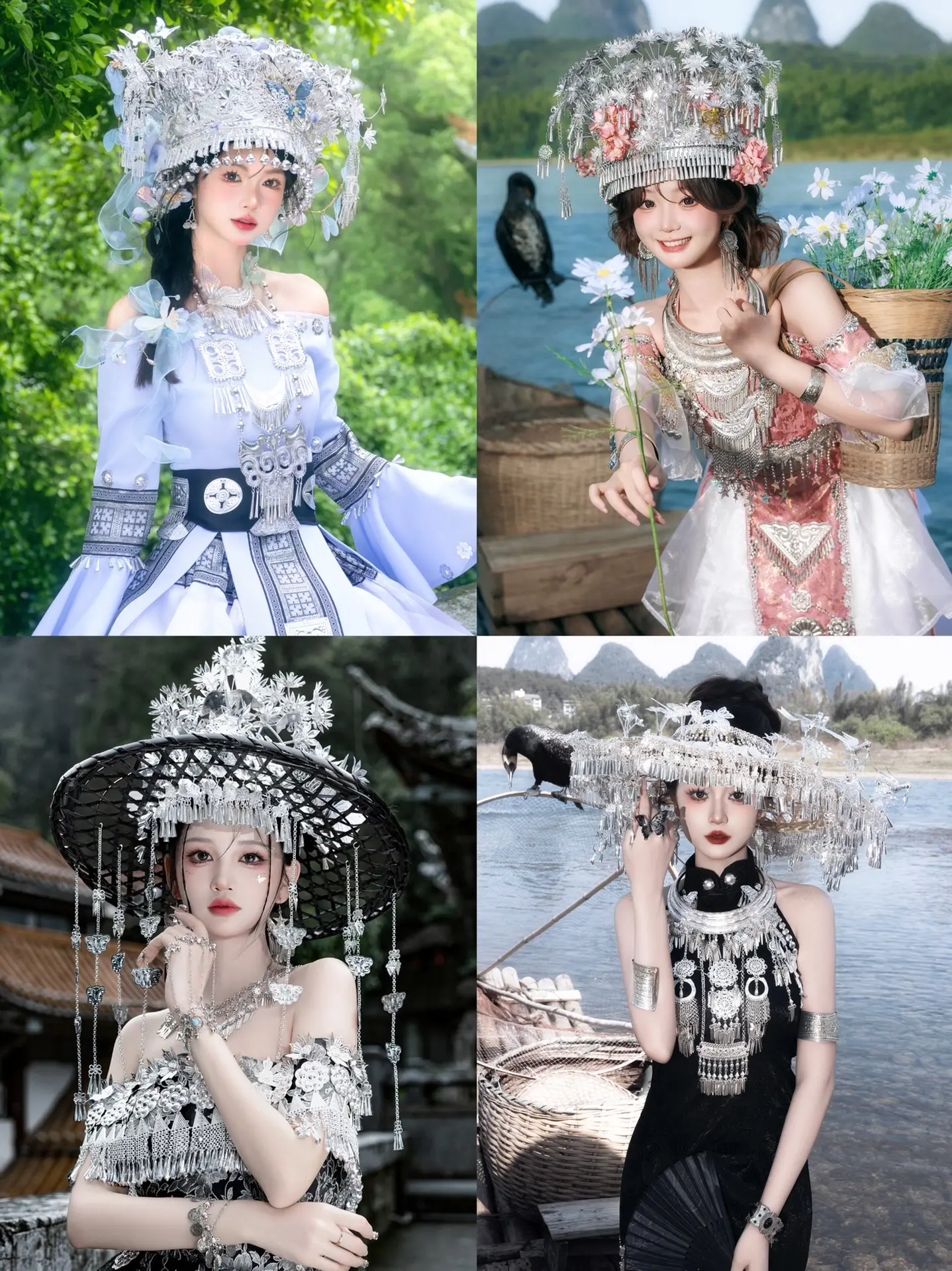 喜欢民族风的姐妹狂喜，阳朔这四套苗服闭眼拍吧！