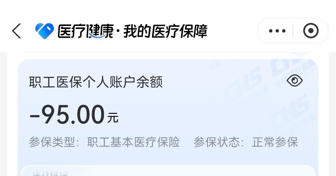 -难为情，我看病把自己的医保个人账户看成了-95元，我老公医保个人账户余额有10