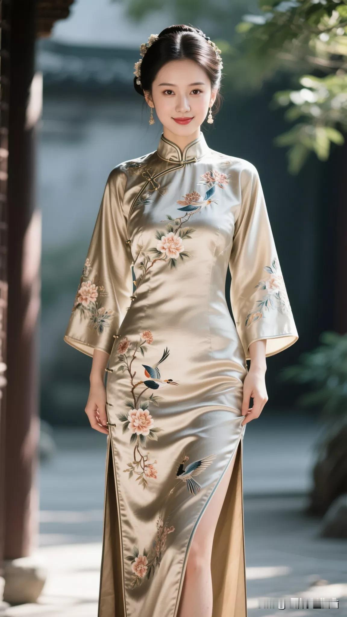 优雅旗袍，尽显东方韵味旗袍 旗袍秀东方美人 旗袍古典身韵 颜色鲜艳的旗袍 旗袍古