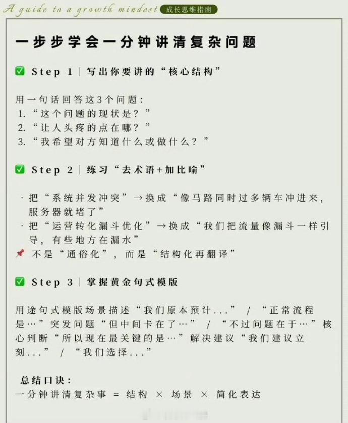 如何在一分钟内讲清楚一个复杂的问题！ 