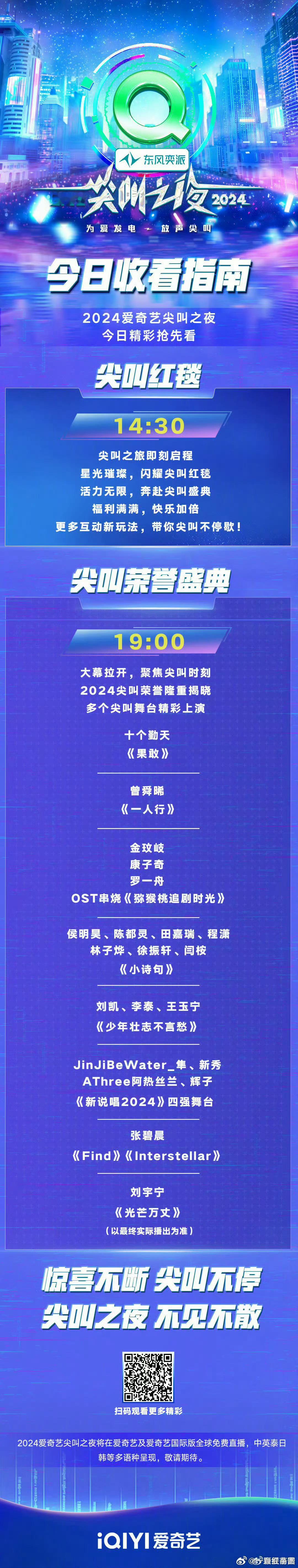 尖叫之夜节目单  kk星现场  k在现场，大家都期待谁的红毯和表演呀[酷]  