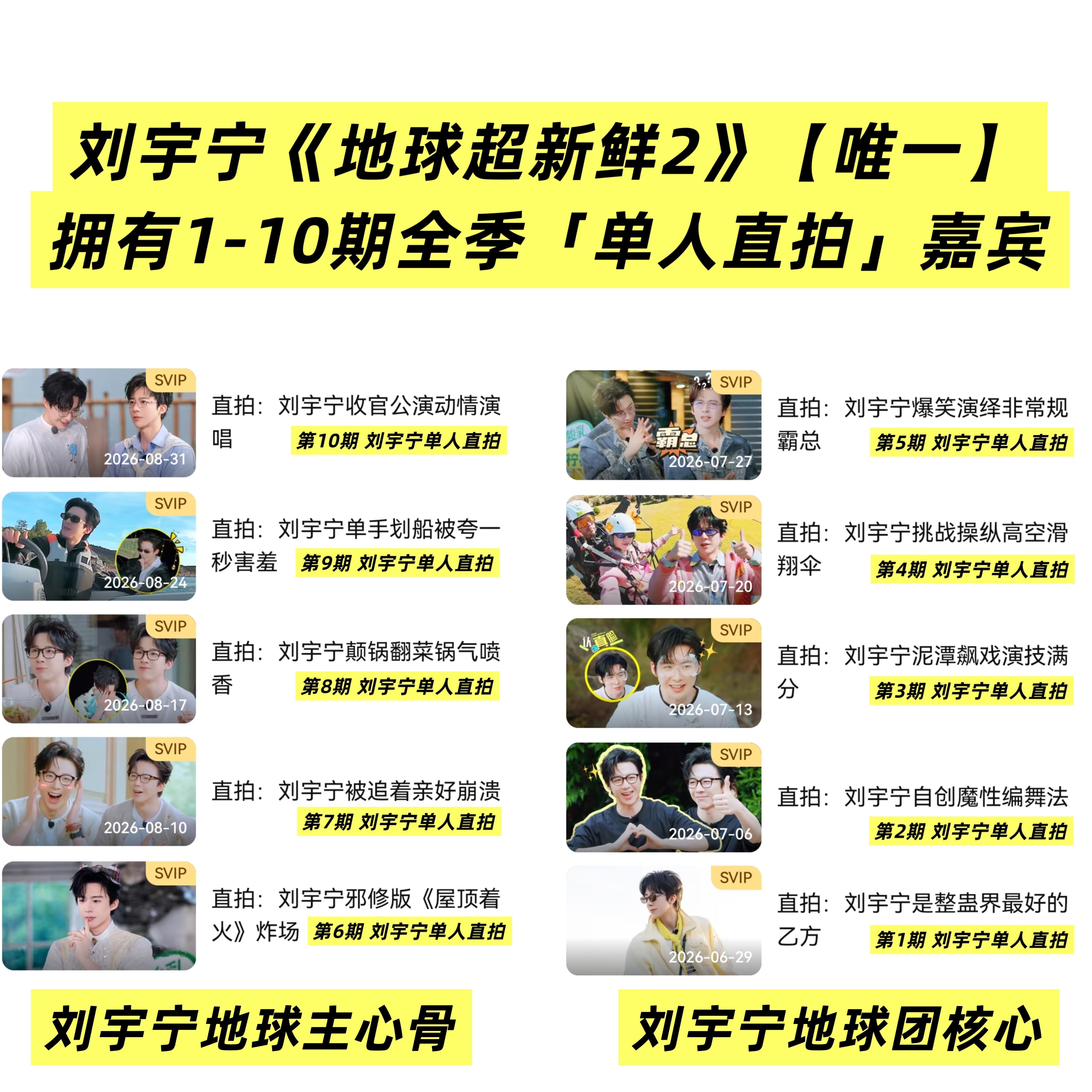 还说啥了🍾开香槟吧让我们恭喜🎉【刘宇宁】成为《地球超新鲜2》【唯一】拥有1-