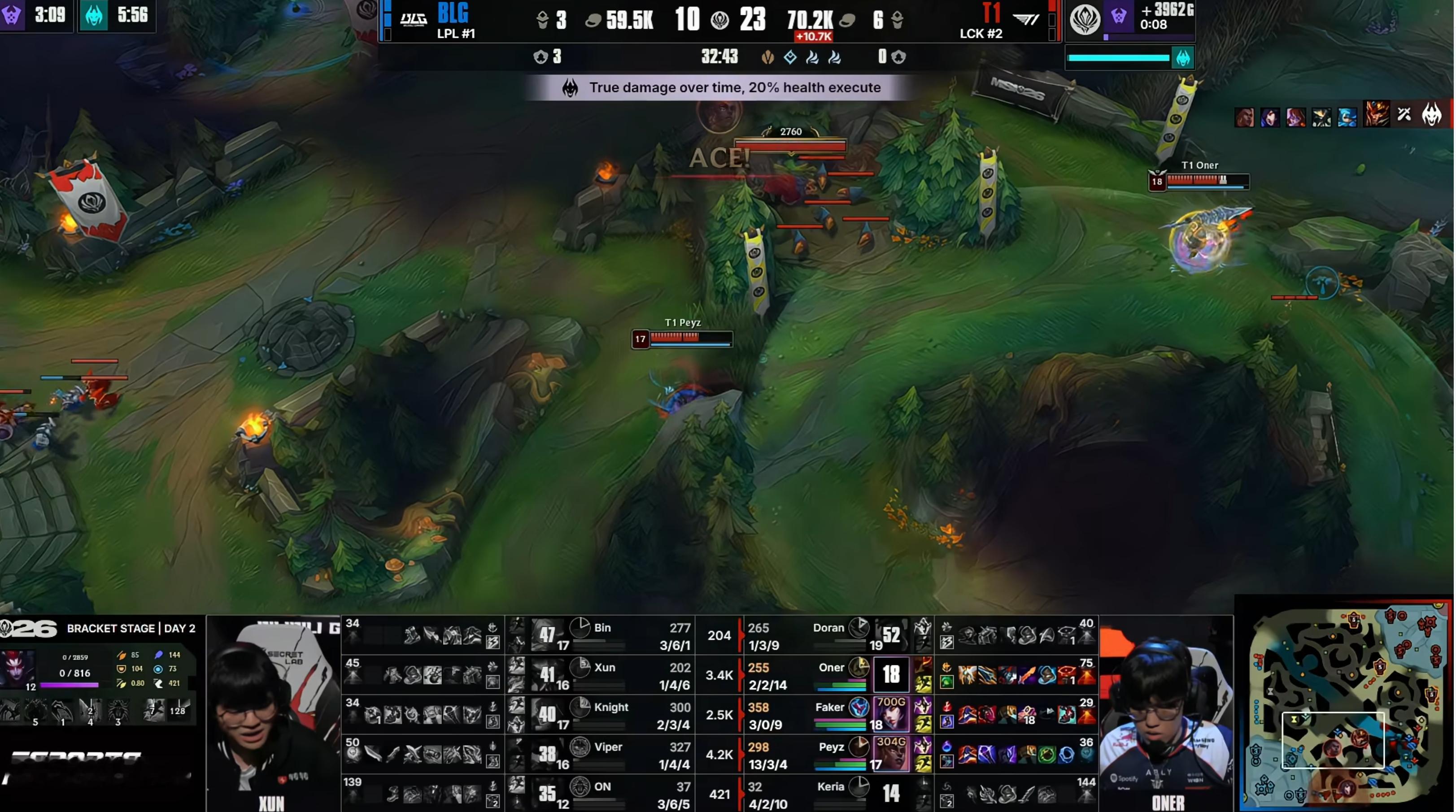 【T1 2-2 BLG】一定要送吗？Bin对线把Doran打穿拿到巨大优势，On