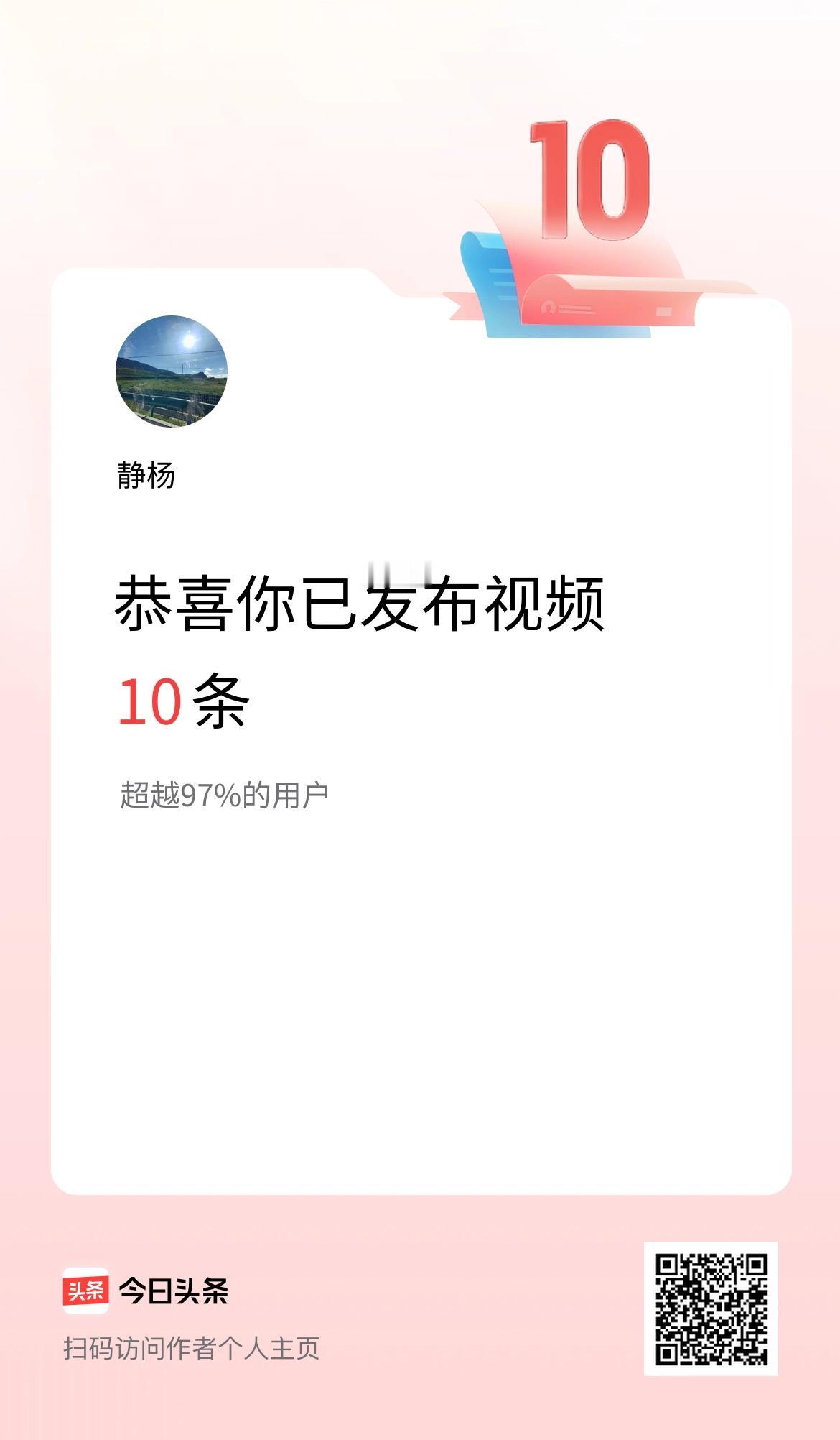 我在头条累计视频投稿10个