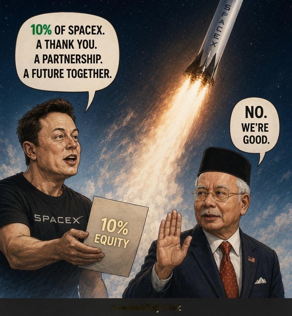 不为人知的“小秘密：马来西亚曾拒绝过SpaceX 10%的股份。

要理解这个事