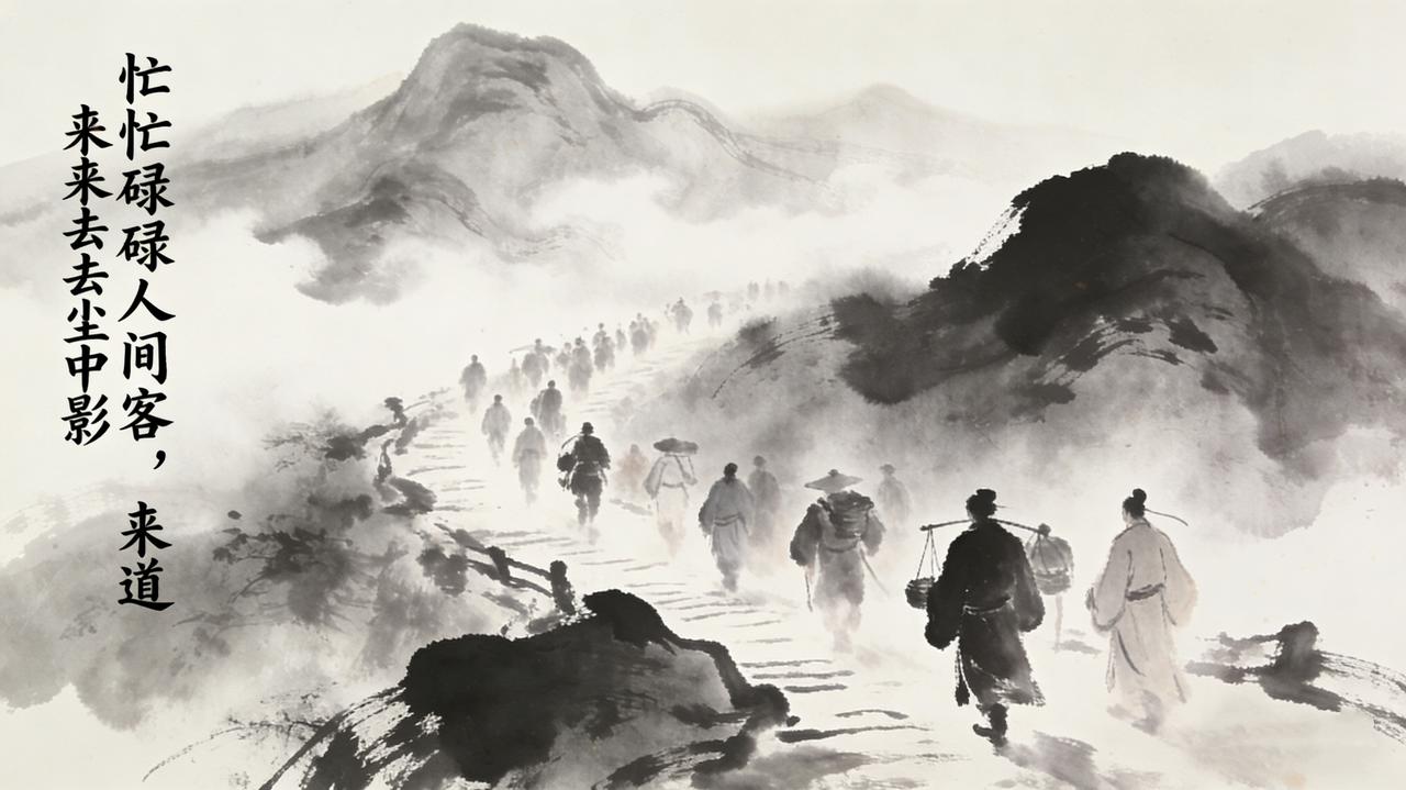 忙忙碌碌人间客，求下联忙忙碌碌人间客。 去去来来尘中影，佳对天成，意境相契。配横