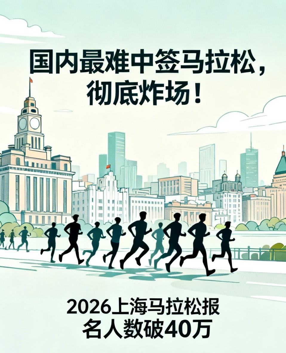 国内最难中签马拉松，彻底炸场！
 
2026上海马拉松启动报名，报名人数破40万