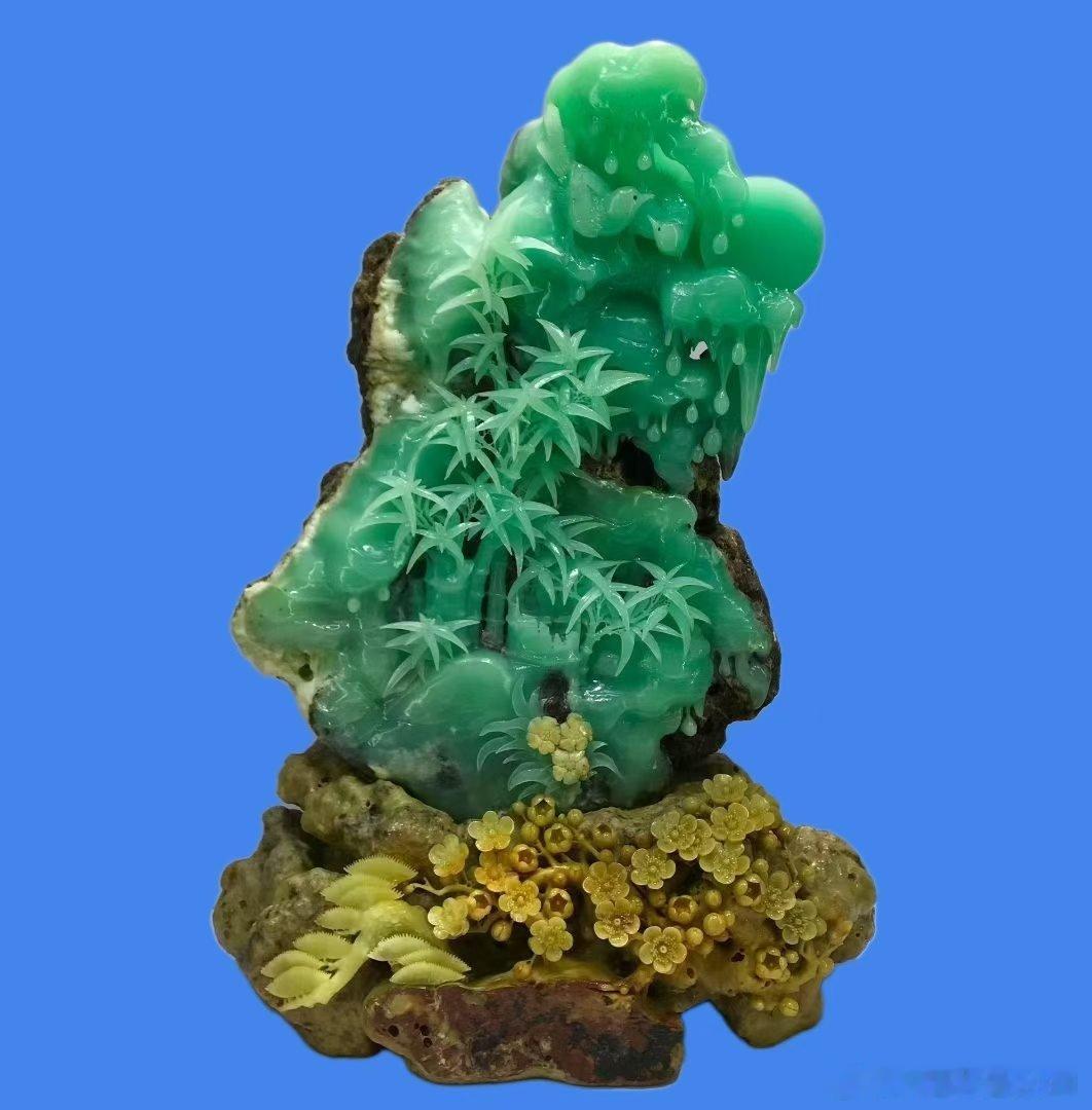 【昨日精彩今天依然】1精品云南蓝摆件《清风》，2极品独山玉摆件《百节长青》，34
