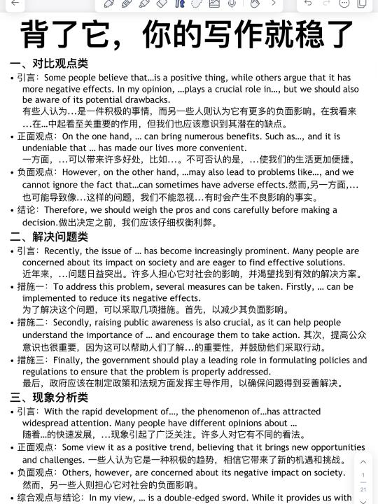 背了它，你的英语作文就稳了！背会直接默写！