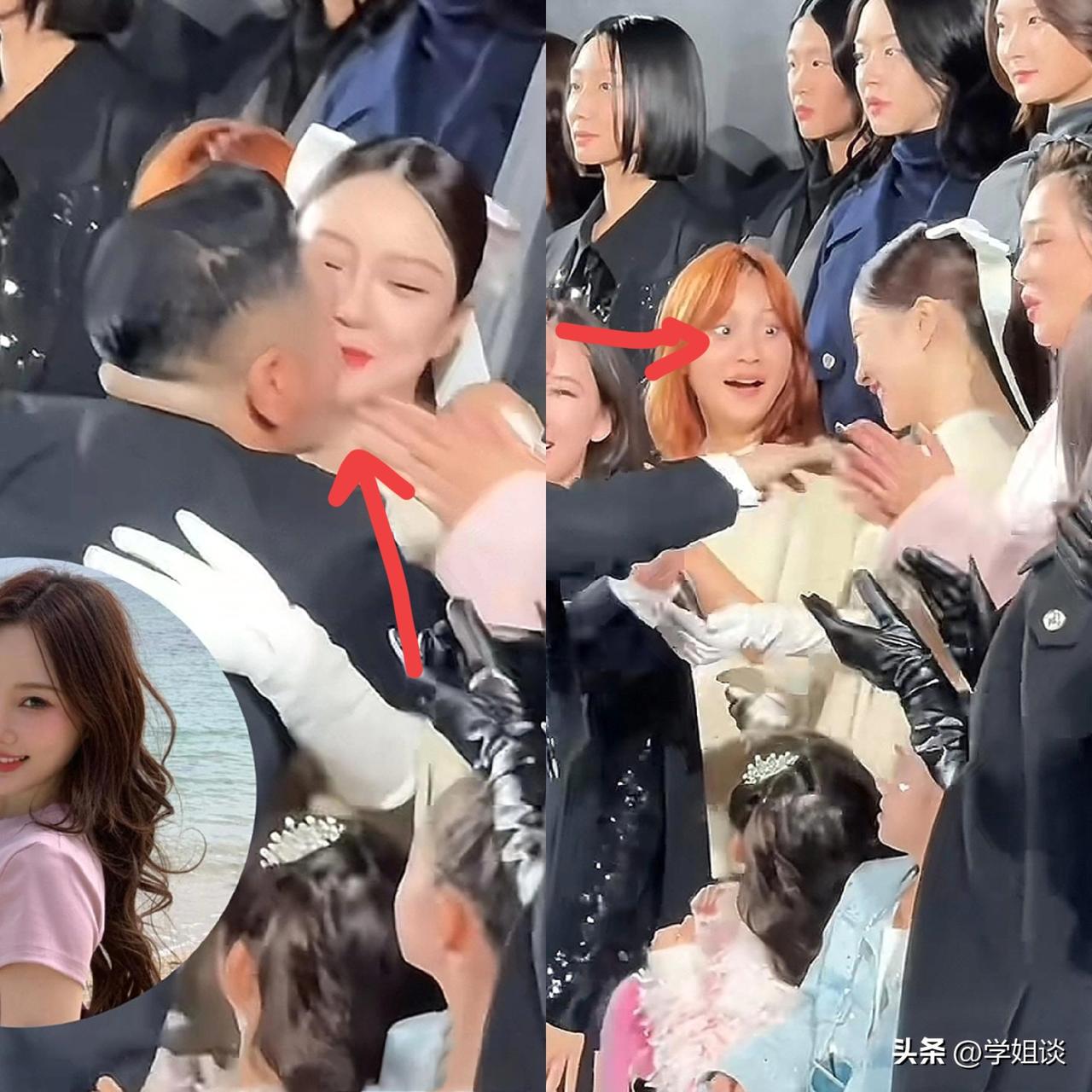 李小璐被设计师强吻？

一旁的甜馨都看呆了

本来的贴面礼，要不是李小璐扭得快真