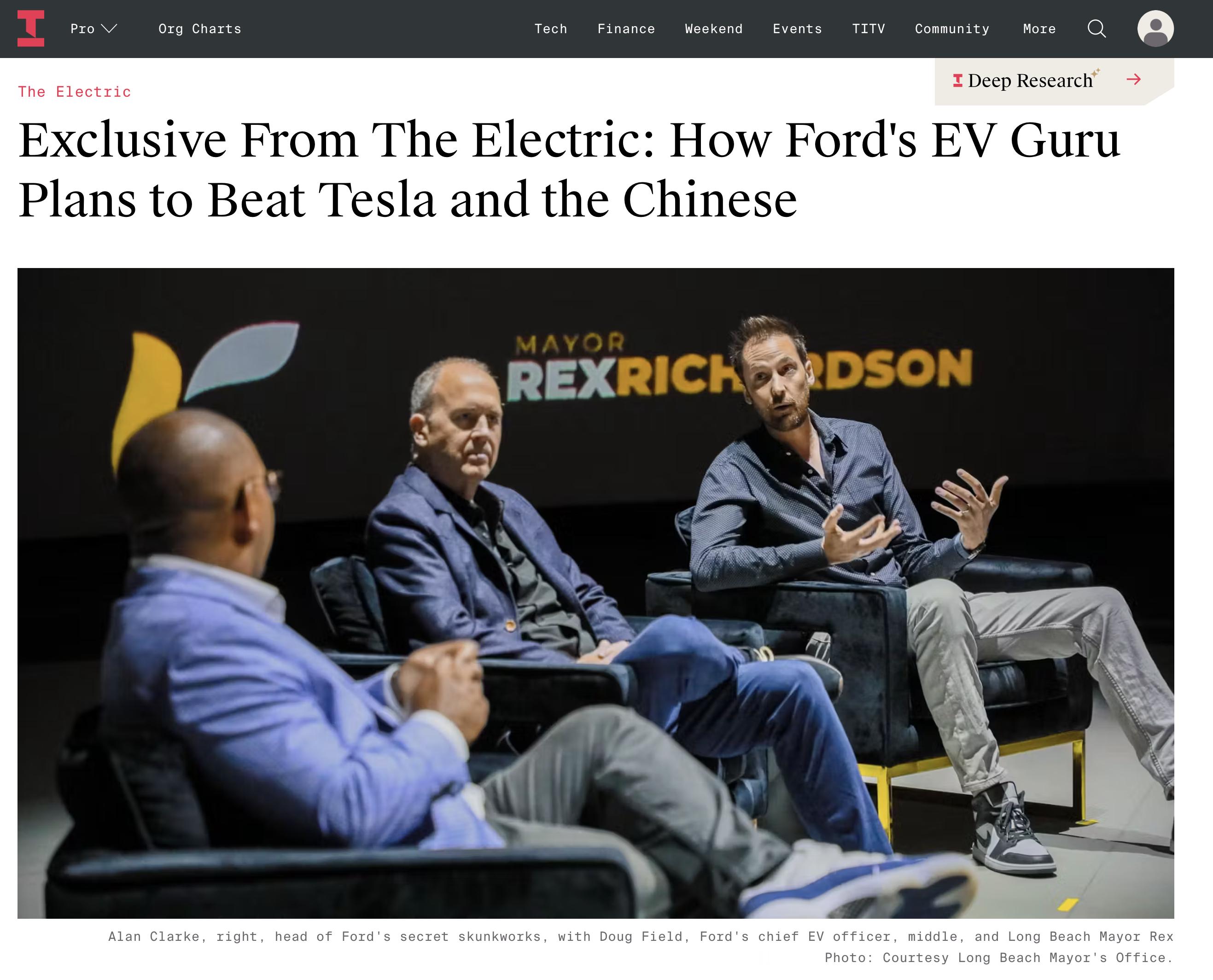 The Information 发表了一篇独家报道，名为「福特电动汽车大神的计划