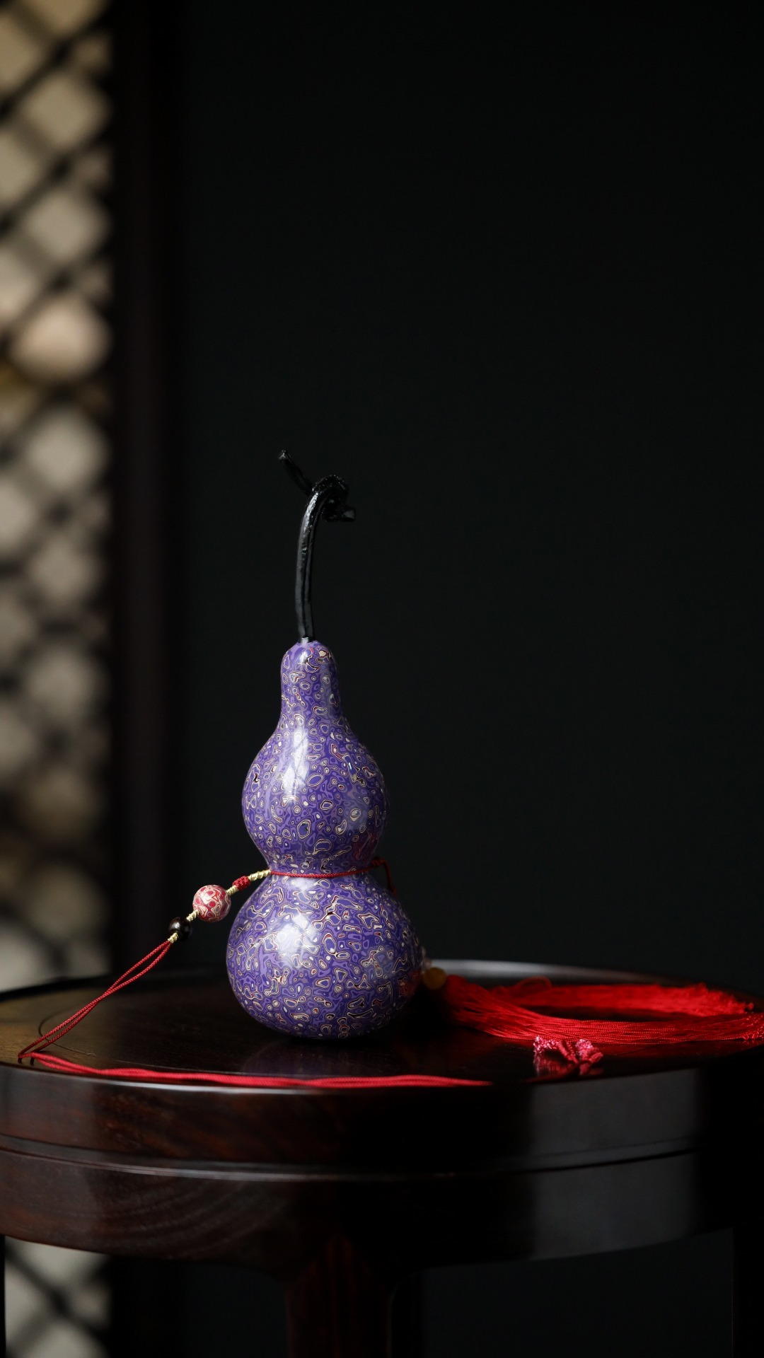 大漆【大红大紫】福禄家有葫芦一个，一生福禄平安！选取天然葫芦，手工髹漆，以紫漆为