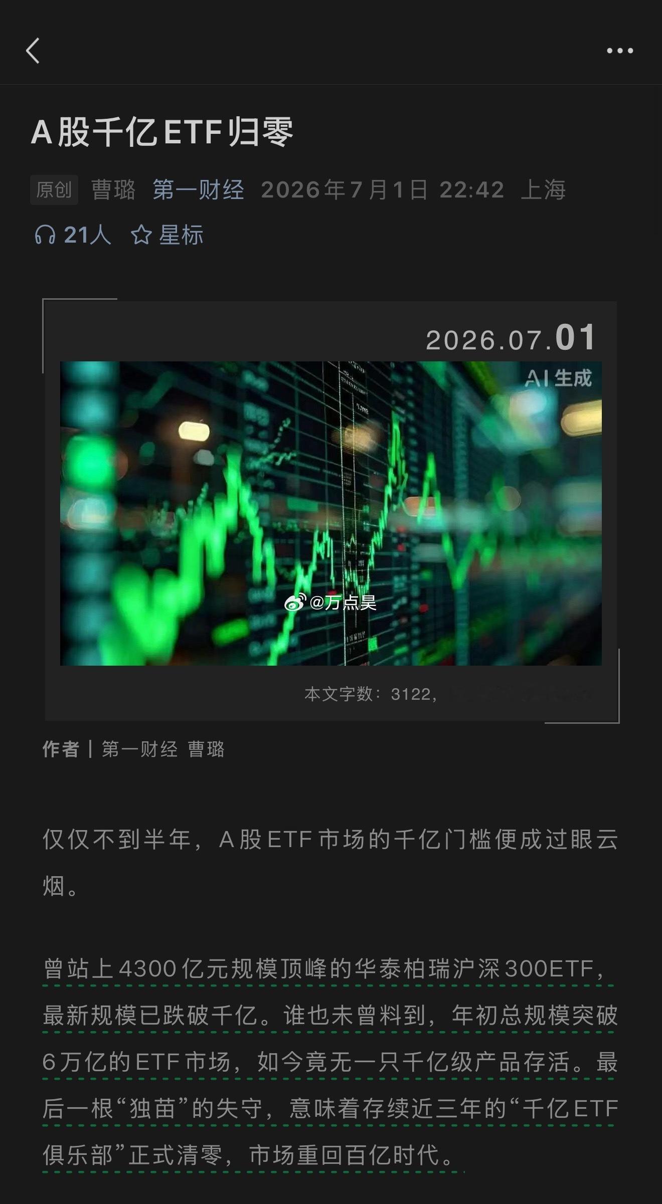 谁砸的？！大家猜猜… 千亿ETF基金现在已经没了…