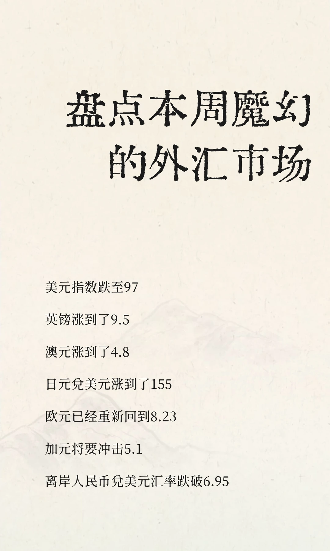 盘点本周魔幻的外汇市场