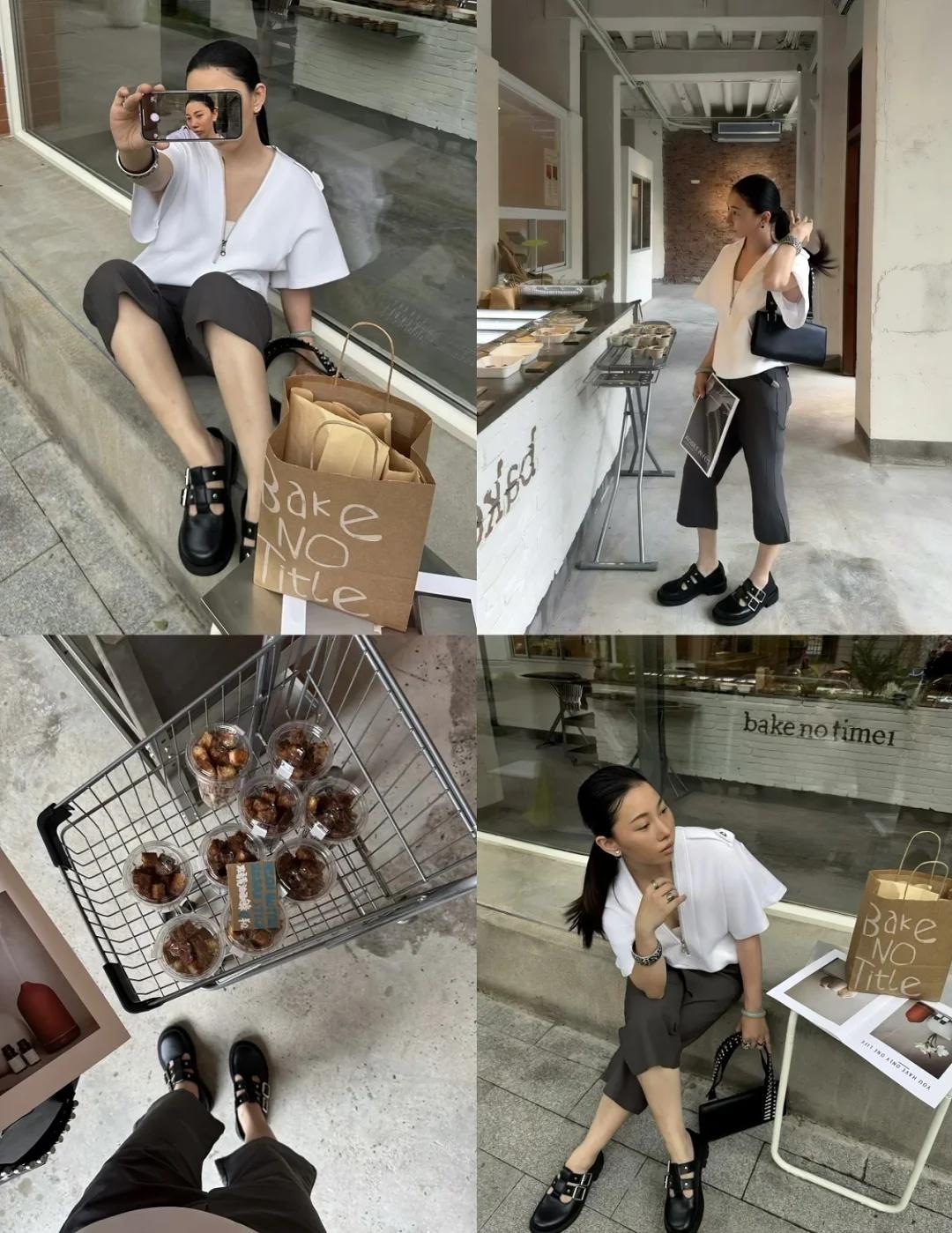 逛吃穿搭太舒服了
面包店逛吃look～
	
这件白上衣的拉链细节很爱，直接救了基